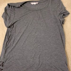 grey soft t shirt with side ties